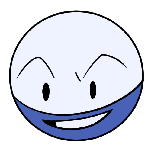 A drawing of the Pokémon Electrode but it’s blue instead of red.